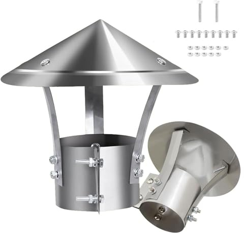 Schornstein Regenhaube,Schornsteinabdeckung Edelstahl Kaminhaube, Entlüftungshaube mit Schrauben für Kamin und Ofen(230mm/9.1in)