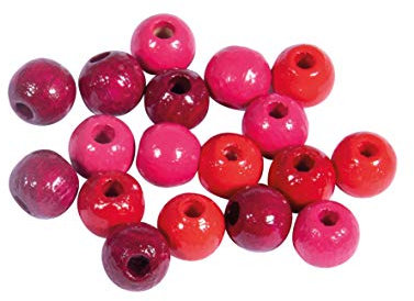 Cuentas de madera mezcladas 100%, 12 mm de diámetro, madera de haya, turquesa, 12 mm de diámetro, tonos rojos de 6 mm de diámetro