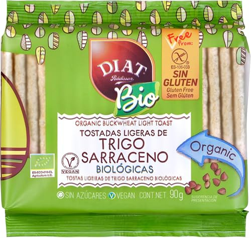 DIAT Radisson - Tostadas BIO Sin Gluten | Tostada Ligera | Tostadas Trigo Sarraceno | Producto Bio | Tostadas Ecológicas | Sin azúcar añadido | Producto Gluten Free | Apto para Veganos (Paquete de 5)