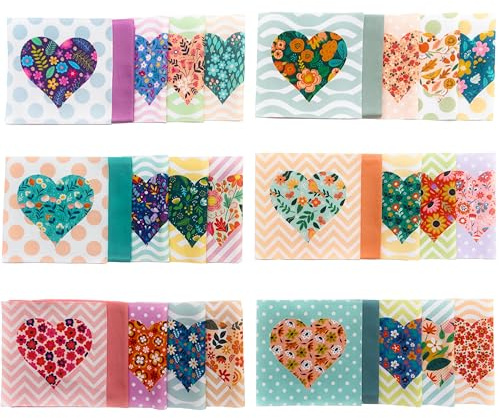 Lalikul Stoffherzen Baumwoll-Anhänger-Packungen, Fat Quarters Bundles, 42 verschiedene Motive. Ideal für Steppdecken, Nähen, Decken und I Spionage-Spiele für Kinder, 12,7 x 12,7 cm Quadrate