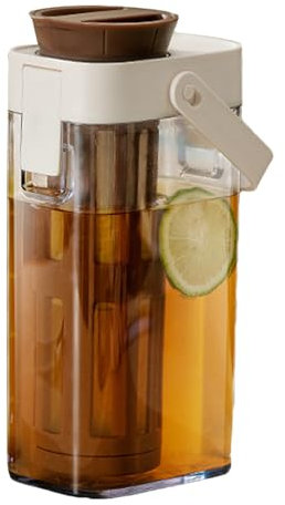 Cold Brew Coffee Maker, 1L Iced Tea Pitcher Brewer, Clear Glass Jar with Handle Lid, Leak Proof Drink Container, Kitchen Beverage Pot, Infuser for Lemonade, 23x12.6x8.9cm