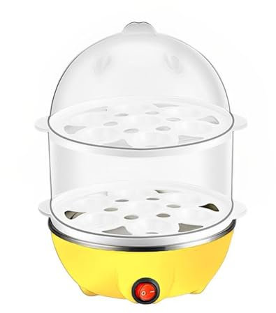 Electric Egg Boiler - Quick And Healthy Cooking Large Capacity Electric Egg Cooker PP Eggs Boiler Egg Steamer Boiled Egg Yellow 2 Layers UK