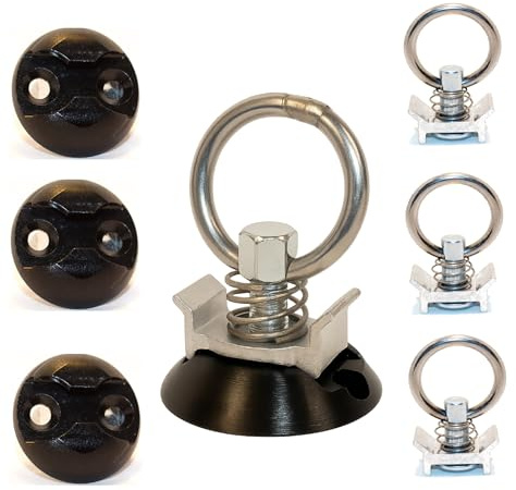 Gubar-Tech 4er Set Orange 8 Teilig, 4 x Single Fitting für Airlineschienen + 4 x Rundplatte schwarz (O-Silber)