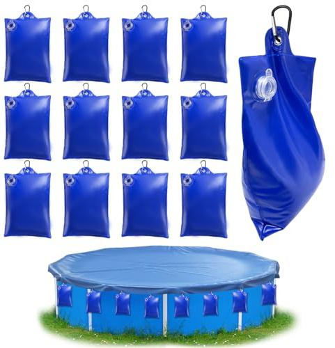 TZEKING Poolabdeckung Gewichte Wassersack,12PCS Pool-Wasserbeutel,Pool Beschwerungssack,Winter Pool Abdeckplane Beschwerungssack,Pool Wandtaschen,Schwimmbadabdeckung Hängende Tasche,für Poolabdeckung