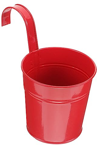 GALPADA Secchio in Metallo Rosso Piccolo Con Gancio Rimovibile Fioriera Da Balcone Pensile Per Piante e Fiori Vaso Decorativo Per Interni Ed Esterni Design Senza Antisporco