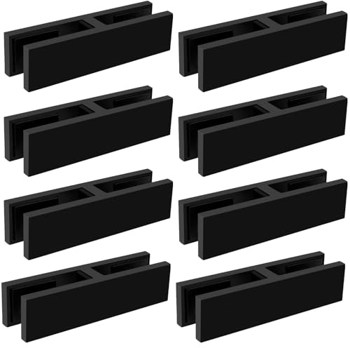 8 abrazaderas de acero inoxidable 304 para barandilla de vidrio doble de 180° - Soporte resistente con acabado cepillado para barandilla de 8-12 mm, cerca de piscina/balcón costero, color negro,