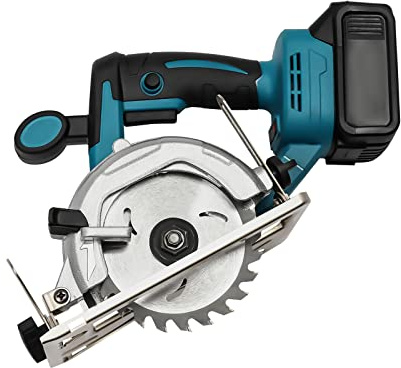 Cordless Circular Saw, Circular Saw 4.0Ah Battery, 4000RPM, 0-45°Bevel Cutting, 4.9 Cordless Electric Saw with Charger, Parallel Guide, Cutting Blade, 220V, Black, Silver, with 125MM Blade for Wood