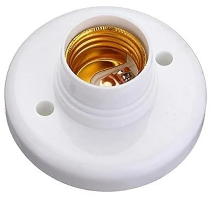 Wpppan White E27 Round Plastic Base Screw Light Bulb Lamp Socket Holder Electrical