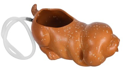 CIYODO Fontaine en Céramique Forme de Chien pour Bassin et Aquarium Décoration Cascade pour Jardin Statue Ludique Résistante pour Fontaine Intérieur et Extérieur