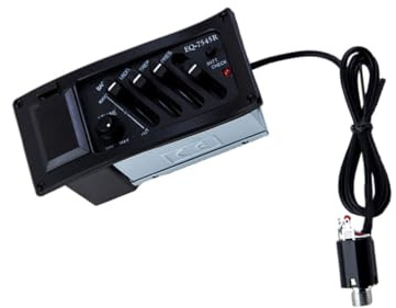 Gitarren Schwarz Tonabnehmer 4-band Equalizer für Akustikgitarre | Instrumentenzubehör aus Kunststoff, Einfache Montage, Stabile Schwingung, Voller Klangcharakter, für Akustische Gitarren