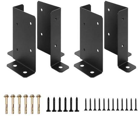 Base per pali di recinzione, di fissaggio per pali in legno, 4 pezzi, supporto di montaggio altamente resistente e copertura protettiva per cemento, terrazze da giardino, pavimenti, verande