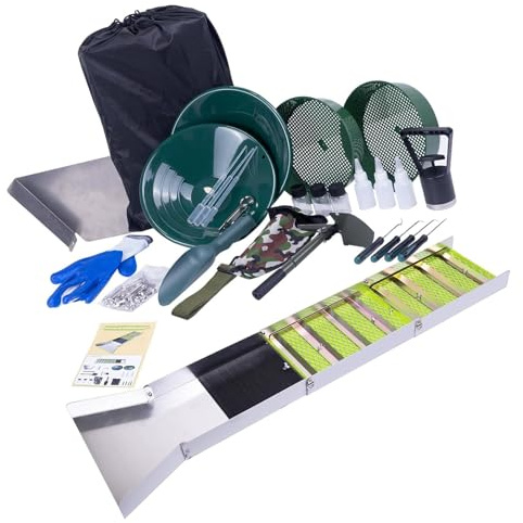 Garosa Boîte à écluse Pliante en Alliage d'aluminium de 50 Pouces, Conception Légère, Collecte d'or Efficace, Idéale pour l'orpaillage et l'exploration des Rivières