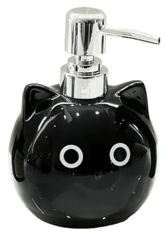 Svart katt tvåldispenser – 480 ml keramisk påfyllningsbar pumpflaska