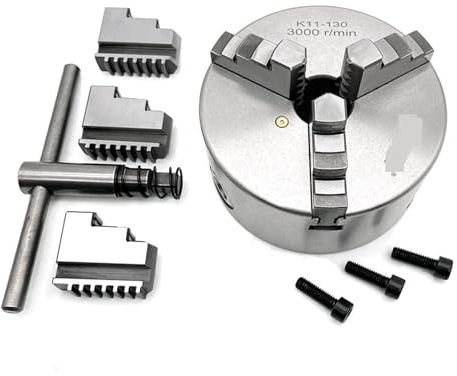 Drehfutter 130-mm-Drehbankfutter for Metall, 3-Backen-Drehbankfutter, selbstzentrierend, K11-130, manuell, Spirale