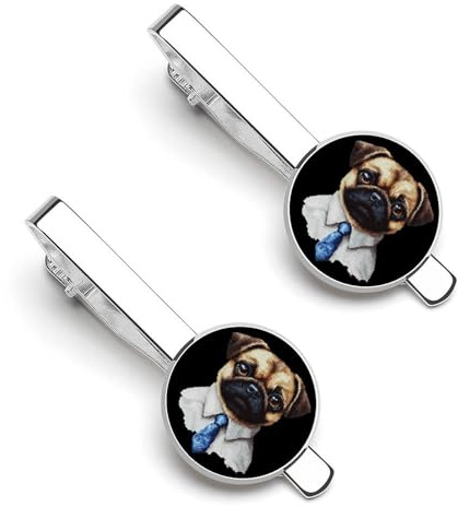 Digital mops hund med slips för män slipsnål barband tackspänne stift klämmor för slips 2 st skjorttillbehör