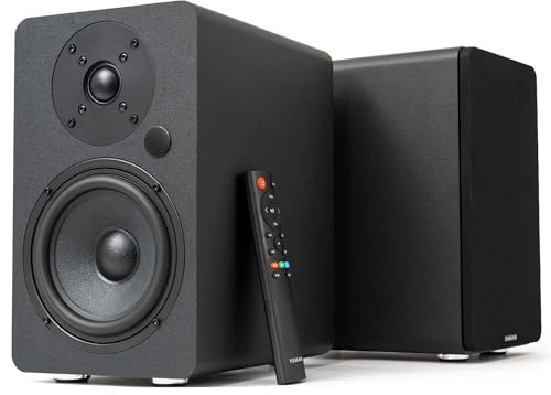 VULKKANO A5 ARC MKII Aktive Lautsprecher mit 5,25 Tieftöner, Bluetooth 5.0, HDMI ARC, optisch, RCA, USB, Subwoofer-Ausgang, TV-Lautsprecher mit elegantem Design, Schwarz