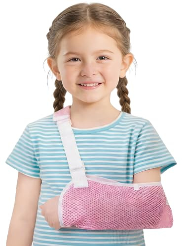 ROKZELT Armschlinge Arm Kinder, Armschlinge Schulter Rechts Link, Einstellbar Armschlaufe Mit Atmungsaktivem Mesh, Armschiene für Arme, Handgelenke, Ellbogen und Schulterverletzungen (Rosa, S)