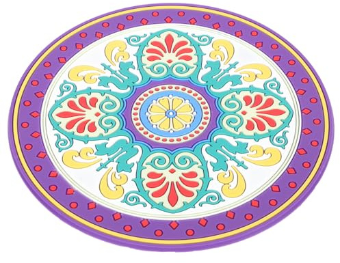 Ipetboom Tapis de Bol Sonore Contemplation en Pvc, Grand Format Blanc Imprimé, Coussin Arrondi pour Bol Chantant Bouddhiste, Protection Décorative pour Thérapie Sonore, Usage Intérieur