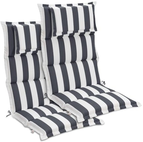 COWVIE Hohe Terrassen-Stuhlauflagen mit Rand, 2er-Set für Outdoor-Schaukelstühle, 52 x 120 x 6 cm, Sitzauflagen mit Rand und Kopfstütze für Adirondack-Stühle, Esszimmerstühle