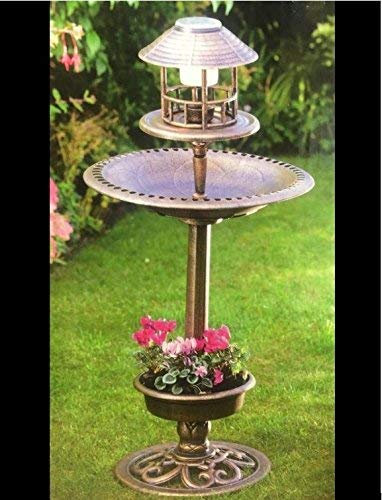 My Garden 3 in 1 Solar Powered Bird Bath, Feeder & Planter With White LED Light