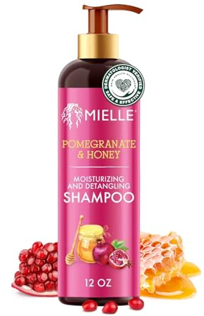 Mielle Organics Pomegranate & Honey Detangling & Moisturizing Shampoo - Curly Hair Shampoo for Women - Enriched with Honey & Babassu Oil to Lift Dirt, Loosen Tangles & Retain Moisture (12 Fl Oz)