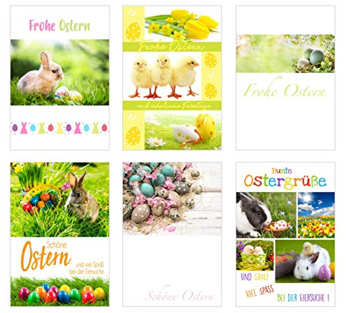Edition Seidel Set 12 Premium Osterkarten mit Umschlag (2x6 = 12 Doppelkarten mit Briefumschlag) Karte Postkarte Ostern (20529n)