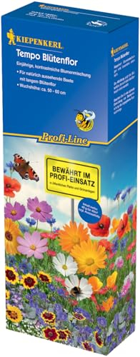 Kiepenkerl Blumensamen-Mischung Tempo Blütenflor 4928 – Einjährige Blumenmischung, Nahrungsquelle für Insekten, Wuchshöhe 50-80 cm, Wildblumenwiese, schnelle Blüte nach 40-50 Tagen
