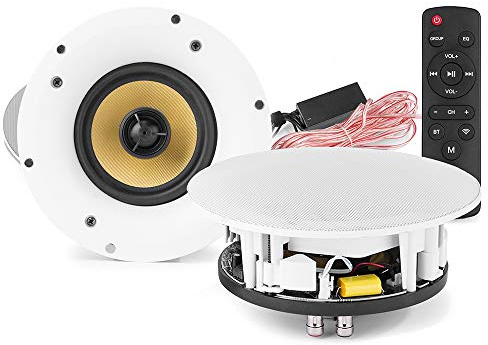 Power Dynamics WCS80 8-Inch Wireless Bluetooth Ceiling Speakers Pair, WiFi Multi Room Speaker System with Superior Sound Quality for Home and Office Use
