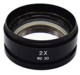 Hilfsobjektiv, Powertool-Mikroskop-Objektiv, Barlowlinse, Vergrößerungslinse mit 48 mm Montagegewinde für Stereo-Mikroskope (2 x )