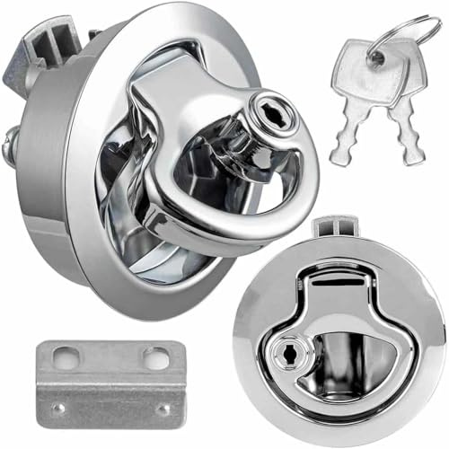Pull Lock Möbelschlosser,Tianher Möbelgriff Schloss Zinklegierung rund Mit Schlüssel für Yacht Trailer Camper Deck Hatch Türschrank