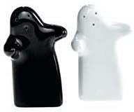Ceramic Salt and Pepper Shakers Set of 2, Farmhouse Salt Shaker, Vintage Spice Shaker for Compact Cooking, Travel, BBQ, Kitchen and Restaurant Decor Black and White