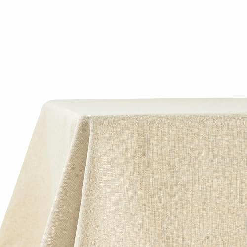 Decomira Tovaglia Antimacchia Rettangolare Effetto Lino - Facile da Lavare e Stirare - Come Tovaglia da Giardino o per Il Tavolo da Pranzo - Beige Naturale - 150x240 cm