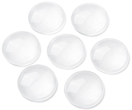 beadsvision 50 Glas Cabochons 30mm rund klar durchsichtig | Rückseite flach, Kuppel transparent