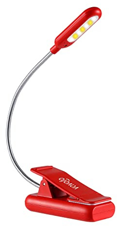 VAVOFO Rechargeable Book Light for Reading in Bed Kids, 7 LED Reading Light with 9-Level Warm Cool White Daylight, Eye Care Lamp with Power Indicator for Bookworms (Red)