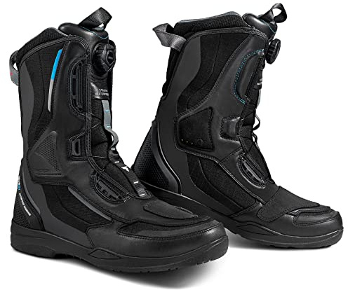 SHIMA STRATO Motorradstiefel Herren und Damen - Motorrad Wasserdicht Stiefel Tourenstiefel Schuhe Männer Leder Schwarz (Herren, Wasserdicht, 44)