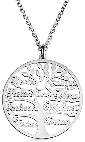 Collier d'arbre généalogique personnalisé et de vie Cadeau pour maman