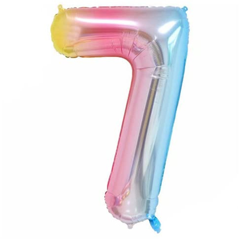Pastell Regenbogen Nummer 7 – Großer Helium-Folienballon – Geburtstagsfeier Hochzeit Jahrestag Dekoration – 101 cm