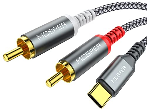 USB C to 2 RCA Audio Cable, 6.6 Ft Type-C to RCA Male to Male Y RCA Splitter, 2RCA Jack USB-C Audio Cable for Phone,Tablet, Home Theater, DVD, Amplifier, Speaker, Car Stereo Samsung Galaxy S23/S22/S21