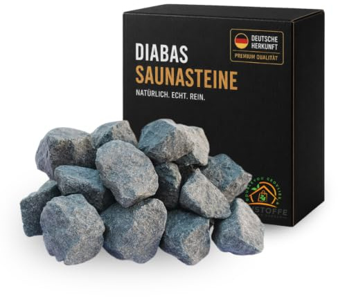 Doubleyou Geovlies & Baustoffe Sauna Stones Premium 20 kg | 80-120 mm Diabas Large | For All Sauna Ovens | Heat Resistant & Heat Retaining | Hand Selected & High Quality | Infusion Stones