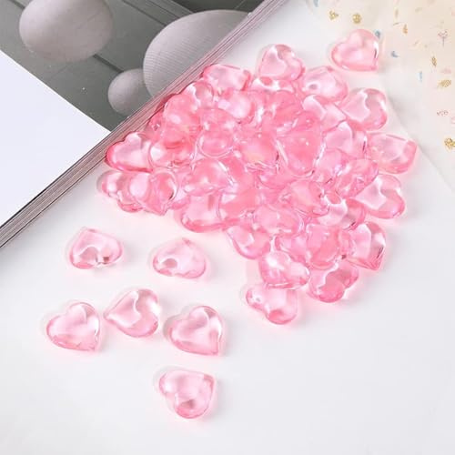 YIEUR 100 Stück rosa Herzen Diamant Konfetti Deko, 22mm glitzer Dekosteine herzen Acryl, Streudeko Kristalle Konfetti Diamanten Plastik Hochzeit Tischdekoration Geschenk Taufe von Partyloon(pink-22)