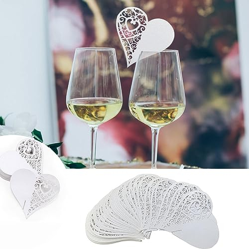 Sitzplatzkarten Hochzeit,Weiß Herz Glas Platzkarten,50 x Weiß Herz Ans Glas,Weiß Herz Motive Namenskärtchen,Streuherzen Weiß,Hochzeitstischkarten,Papierherzen Hochzeit,Namenskarten,Tischdeko Karte
