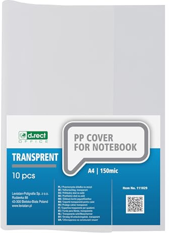 D.RECT Notebook Covers Set of 10 DIN A4 Transparent - Book Covers Made of Durable and Wipe-Clean Polypropylene Film Strong, 150 Microns Clear