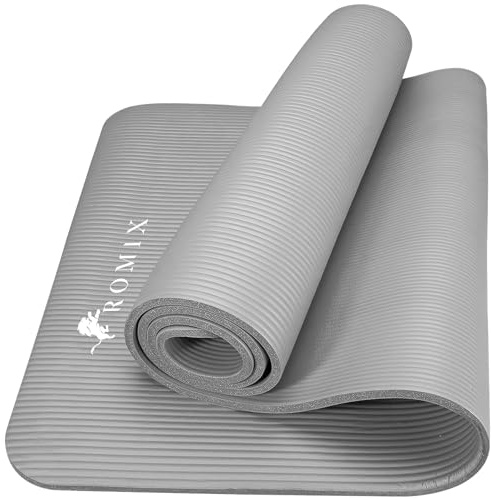 ROMIX Yoga Matte Dicker 15mm, Gymnastikmatte Pro Weichschaum Pad, Sportmatte Fitnessmatte Rutschfest mit Tragegurttasche, Schweißresistent 180X60cm Trainingsmatte, Ideale Yogamatte für Pilates, Gym