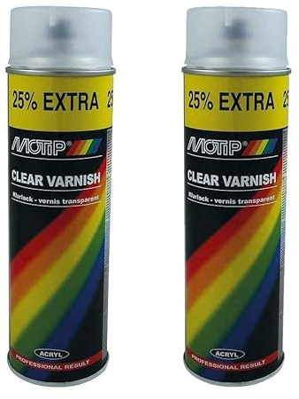 UKB4C Motip 2 x M04009 Aerosol Spray Paint - Clear Varnish/Lacquer (500ml) Per Can