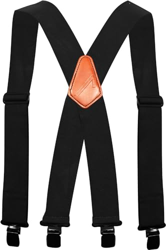 ACE Hosenträger - Heavy Duty Suspenders für Arbeitshosen - verstellbar & extra stark - X-Form mit Metall-Clips & Leder-Patch
