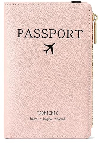 gvivej Reisepasshülle, Reisepass Hülle, Reisepass Tasche, Passport Cover, Travel Wallet, mit RFID Blocker, für Kreditkarten, Ausweis und Reisedokument (Rosa)