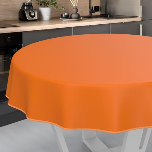 ANRO Wachstuch-Tischdecke Tischdecke abwaschbar Wachstuch Garten-Tischdecke Outdoor Indoor Rund 100cm mit Saum Orangen Wachstuchtischdecke Wachstischdecke wasserabweisend Gartentischdecke