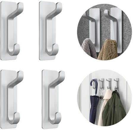 Basetousual 4 Superklebende Haken,Handtuchhaken,kein Bohren für Haken Erforderlich,Metallhaken, Selbstklebende Haken, 6 kg Belastbar, kein Rost, Geeignet für Küchen- und Badezimmerkorridore (Weiß)