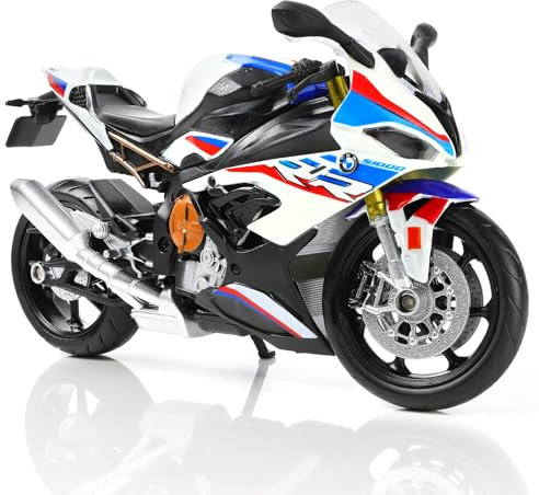 Risopen 1:12 Motorrad Modell kompatibel für BMW S1000RR Legierung Diecast Motorrad Modell Spielzeug Mini Moto Geschenk für die Motorradmodellausstellung (Weiß)