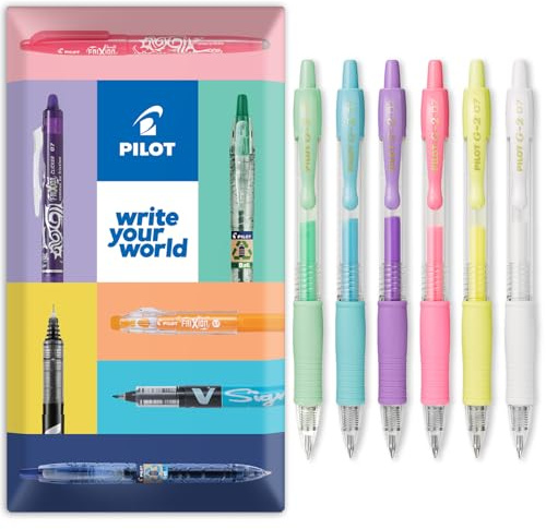 PILOT G-2 Gel-Tintenroller, einziehbar, 0,7 mm Spitze, in Umschlag, Geschenkverpackung, 6 Stück, Pastell-Set